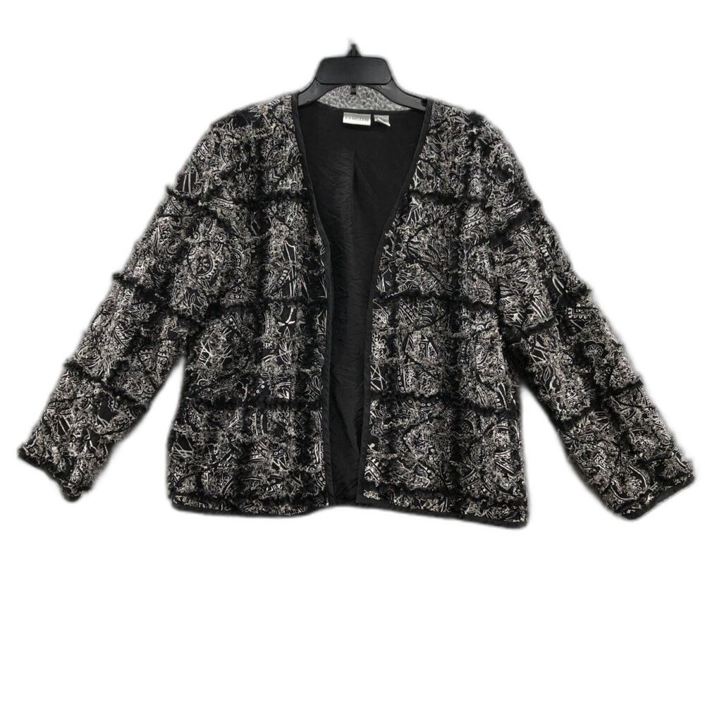 Chico’s Black and White Froo Froo Interlude Silk Blend Jacket - Size 0 or 4/S